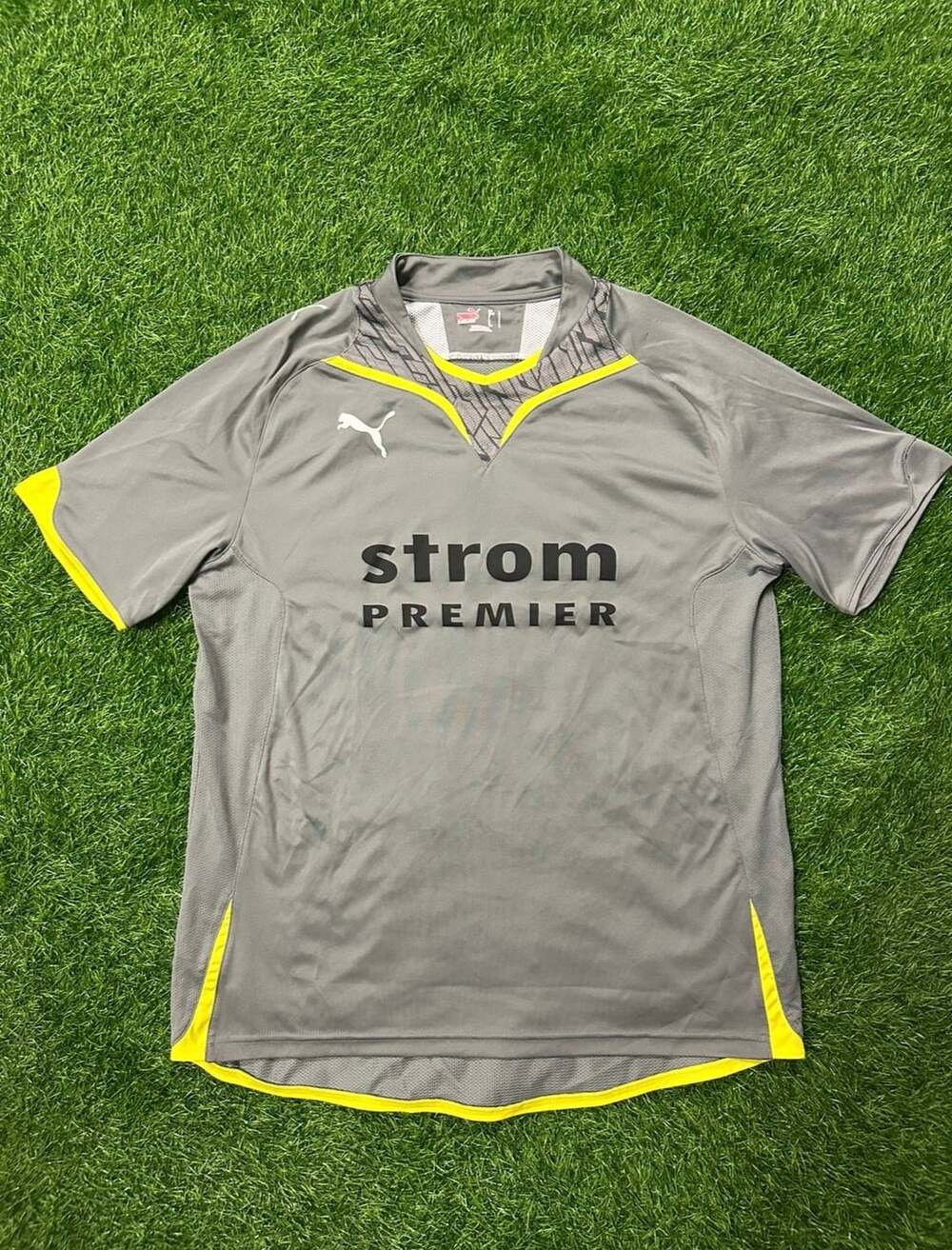 Puma Soccer Jersey Size L Gray Strom Premier Athletic Shirt